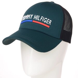 Бейсболка сітка кукуруза кепка з резиновим брендовим логотипом на липучці Tommy Hilfiger BSH19764 Зелений-чорний