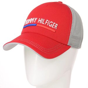 Бейсболка сітка кукуруза кепка з резиновим брендовим логотипом на липучці Tommy Hilfiger BSH19764 Червоний-Сірий