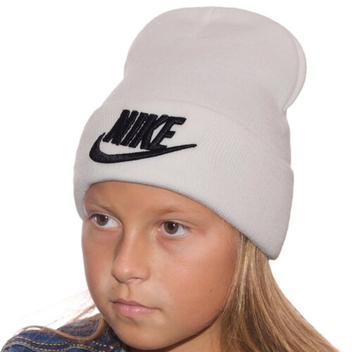 Дитяча подвійна шапка лопота біні з брендовою вишивкою на манжеті Sofi LD20035 Білий