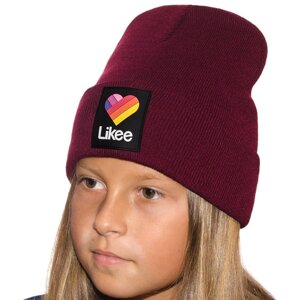 Дитяча шапка біні з резиновим шевроном на манжеті Sofi LD20075 Бордовий
