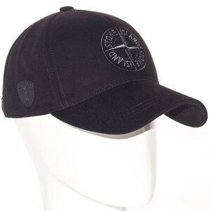 Кепка брендова вишивка з регулюванням бейсболка універсальна котонова Stone Island BTH23614 Чорний-чорний