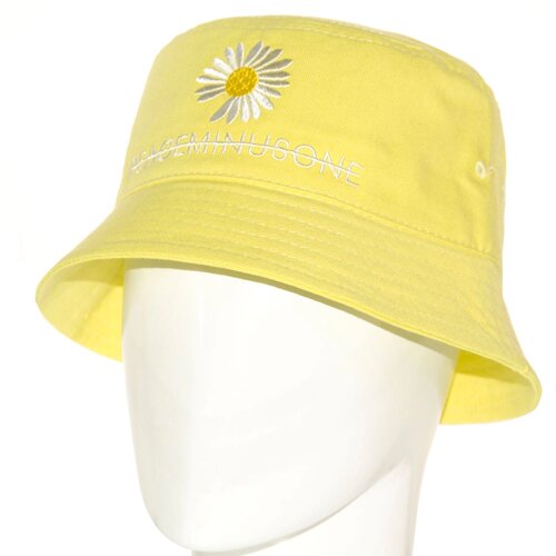 Стильная коттоновая брендовая панама с вышивкой панамка в ярких летних цветах Peaceminusone PD22922 Желтый