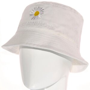 Стильная коттоновая брендовая панама с вышивкой панамка в ярких летних цветах Peaceminusone PD22922 Белый