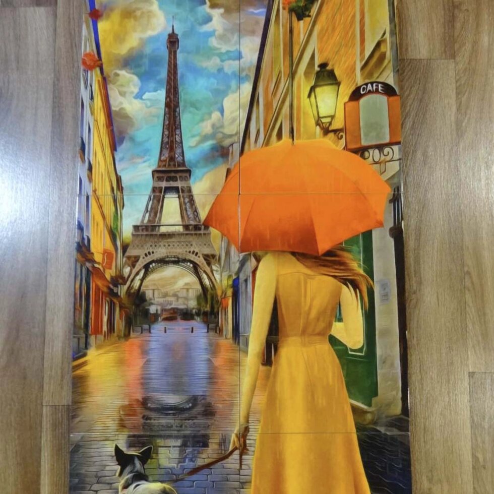 Керамічна плитка на стіну з малюнком Панно Фреска Париж від компанії Аквамарин - фото 1