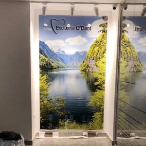 Скляне панно на стіну з фотодруком Гірське озеро