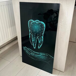 Декор для стоматології / Картина скляна Зуб над долонею в Дніпропетровській області від компанії Аквамарин