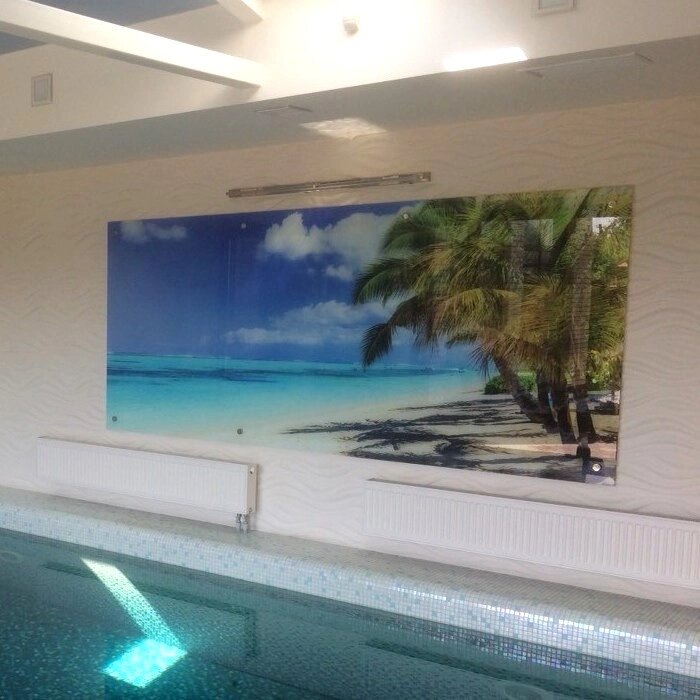 Скляне панно / Інтер'єрне фотопанно у басейн від компанії Аквамарин - фото 1