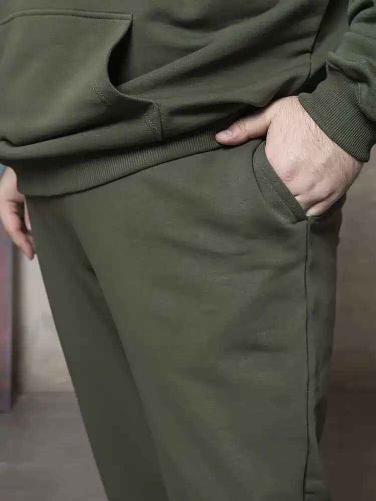 Чоловічі спортивні штани великого розміру в кольорі хакі від компанії Big Men - фото 1