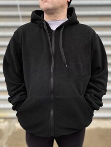Чоловіча флісова кофта 6XL чорна з капюшоном