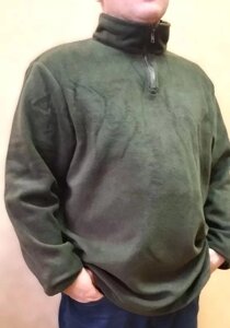 Флісова кофта великого розміру прямого крою з короткою блискавкою у кольорі хакі, розмір 6XL.