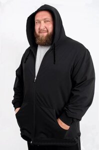 Флісова кофта 3XL чорна з капюшоном