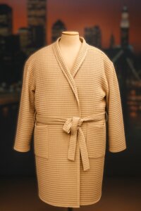 Чоловічий банний халат великого розміру з вафельного полотна