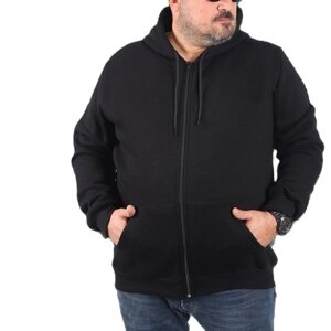 Флісова кофта 8XL чорна з капюшоном