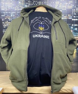 Флісова кофта 8XL хакі з капюшоном. Найбільший розмір