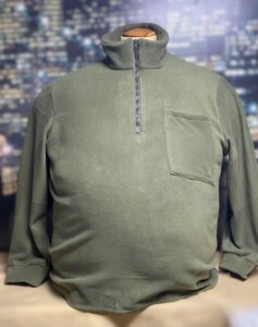 Флісова кофта великого розміру з короткою блискавкою та кишенею у кольорі хакі, розмір 8XL.