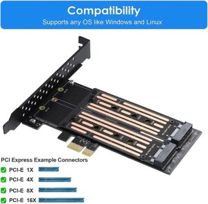 Адаптер перехідник NGFF — PCIE, M2 M key nvme SSD — PCI 4.0