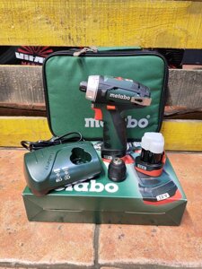 Акумуляторний шурупокрут Metabo PowerMaxx BS/Сумка/2акб + швидке заряджання