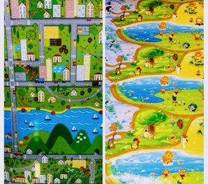 Дитячий килимок (каремат) 200x120 Мадагаскар, мультики, місто (дороги)
