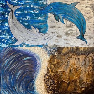 Комплект морських картин Картина море дельфіни Скелі Гори Інтер'єрна