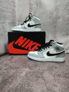 $ Кросівки nike air jordan 1 retro white/grey 37 шкіряні