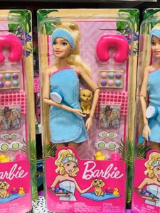 Лялька Барбі СПА в рушник Barbie Spa Doll with Puppy and 9 Acces