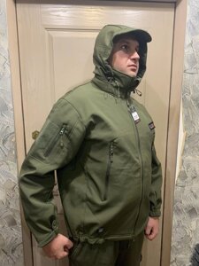 Куртка олива тактич ESDY Soft Shell димоход, що не промокається від +15 до -5