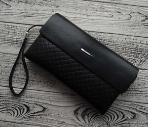 Чоловічий шкіряний гаманець барсетка| чорна з еко-шкіри клатч Armani