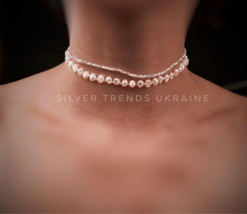 Set Chokers Silver 925 перловий шкірочний намисто Colie Pandora Tiffany