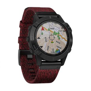 Спортивний годинник Garmin Fenix 6 Sapphire Black DLC with Heathered Red Nylon Band (010-02158-16)