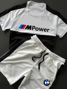 Спортивний костюм чоловічий літній BMW Power Шорти Футболка Комплект БМВ