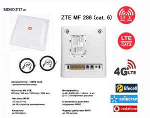 Стаціонарний 4G WiFi роутер ZTE mf286 з акумулятором і MIMO антена