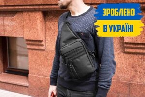 Сумка нагрудна кобура слінг mod. Police через плече з тканини чорна