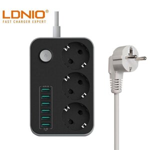 Подовжувач Ldnio SE3631 мережевий фільтр заряджання 3 220 + 6 usb 1.6м