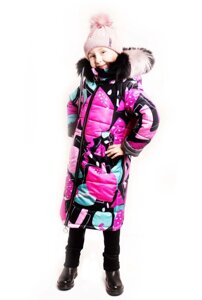 Зимове пальто для дівчинки з довгим альпіністом.