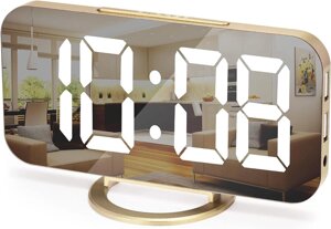 Цифровий будильник, світлодіодний дзеркальний будильник для спальні, з двома портами USB, Amazon, Німеччина