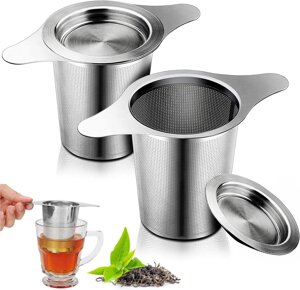 DEATPOYE Ситечко для розсипного чаю, паковання з 2 чайних фільтрів із кришкою, Amazon, Німеччина