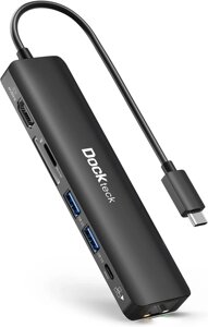 Док-станція Концентратор USB C 4K 60 Гц, Dockteck 7 і 1 USB C PD Ethernet Dongle з 4K 60 Гц, Amazon, Німеччина