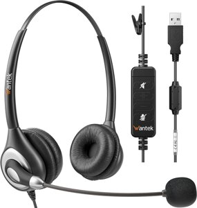 USB-гарнітура з мікрофоном, шумозаглушенням і керуванням звуком, комп'ютерні навушники для, Amazon, Німеччина