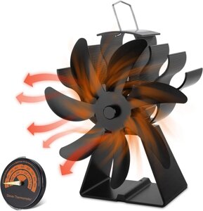 Каминний вентилятор Чорний екологічно чистий вентилятор із тепловою плитою, мініверхня ві, Amazon, Німеччина