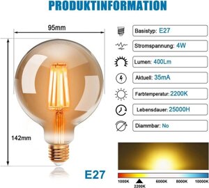 Вінтажна лампа ExtraStar Edison (6 шт. Amazon, Німеччина