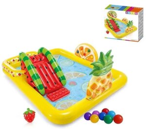 Дитячий басейн — надувний ігровий центр із гіркою Intex 57158 Тропіки
