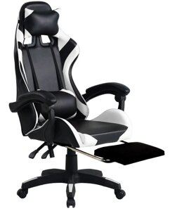 Геймерське комп'ютерне крісло Gamer Pro Jaguar Plus з підставкою для ніг Біле