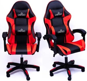 Геймерське крісло комп'ютерне ігрове до 150 кг Diego чорно-червоне
