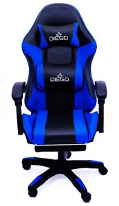 Геймерське крісло з підставкою для ніг комп'ютерне ігрове до 150 кг Diego чорно-синє