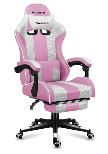 Ігрове комп'ютерне крісло для геймерів Huzaro Force 4.7 Pink з підставкою для ніг