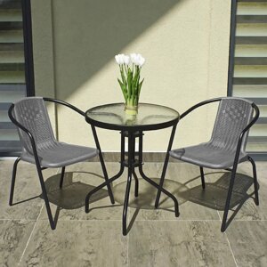 Комплект садових меблів 4Points Bari - 2 круглий стіл сірий