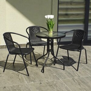 Комплект садових меблів 4Points Bari - 3 круглий стіл чорний