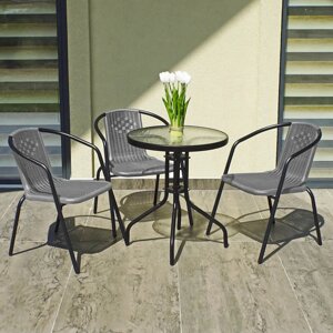 Комплект садових меблів 4Points Bari - 3 круглий стіл сірий