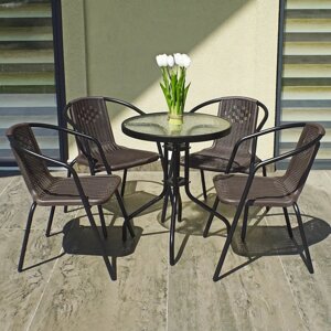 Комплект садових меблів 4 Points Bari - 4 круглий стіл коричневий