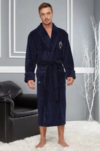 Чоловічий халат Nusa 2960, темно-синій, розміри XL-4XL
